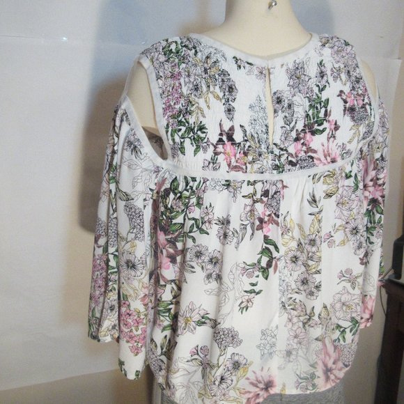 Guess Floral Long Sleeve Blouse Boho Women's Size Large - Picture 6 of 10